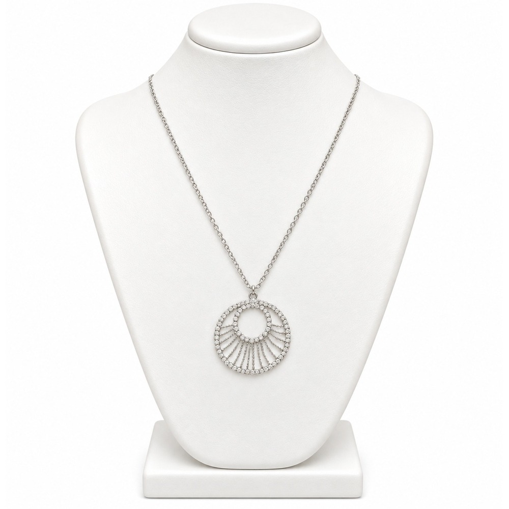 Sofia by Sofia Vergara Gunmetal Rhinestone Sunburst Pendant Necklace 18-20in